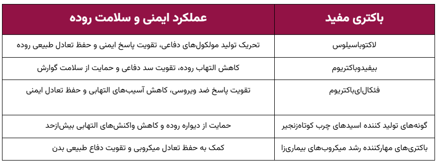 نمونههایی از باکتریهای مفید و عملکرد ایمنی آنها
